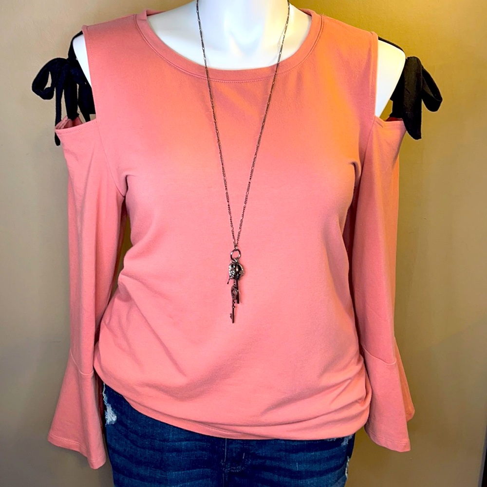 Bell Sleeve Cold Shoulder Top